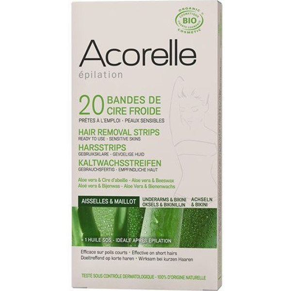 Acorelle Bandas Cera Fria Ingles & Axilas 20 Uds 10 X 2