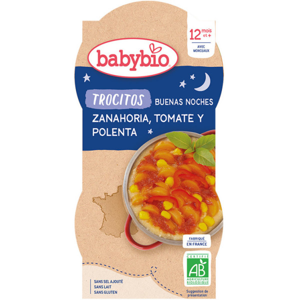 Babybio Buena Noche Trocitos Zanahoria Tomate Y Polenta 2x