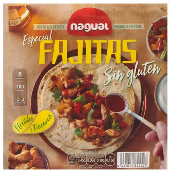 Nagual Tortilla Maiz Especial Fajitas S/gluten 200 G