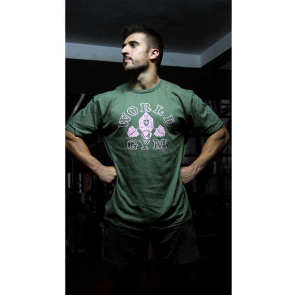 World Gym  .. Camiseta Manga Corta. Talla S. Color Verde