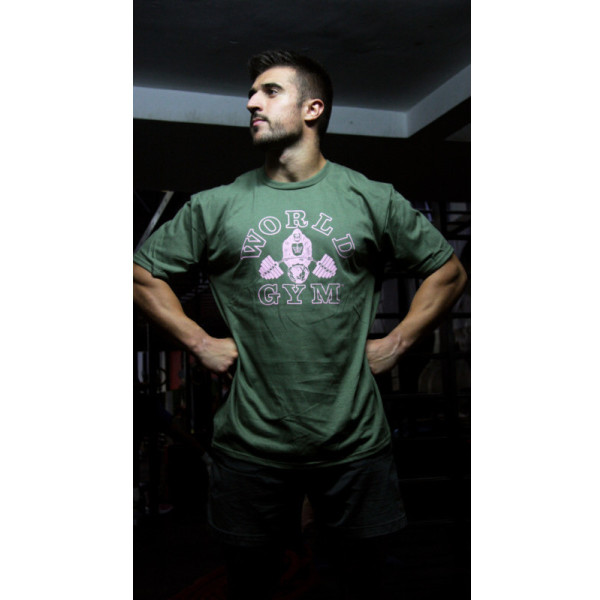 World Gym  .. Camiseta Manga Corta. Talla L. Color Verde