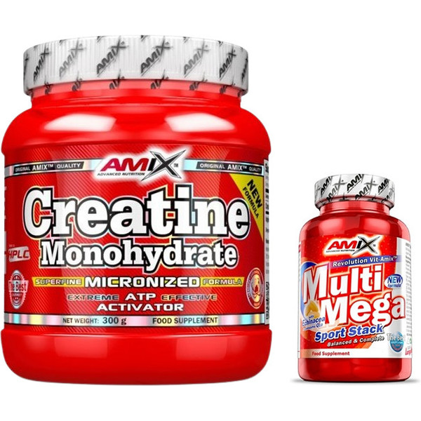 GESCHENKPAKET Amix Creatine Monohydrate 300 Gr 100% mikronisiert + Multi Mega Stack 30 Tabletten