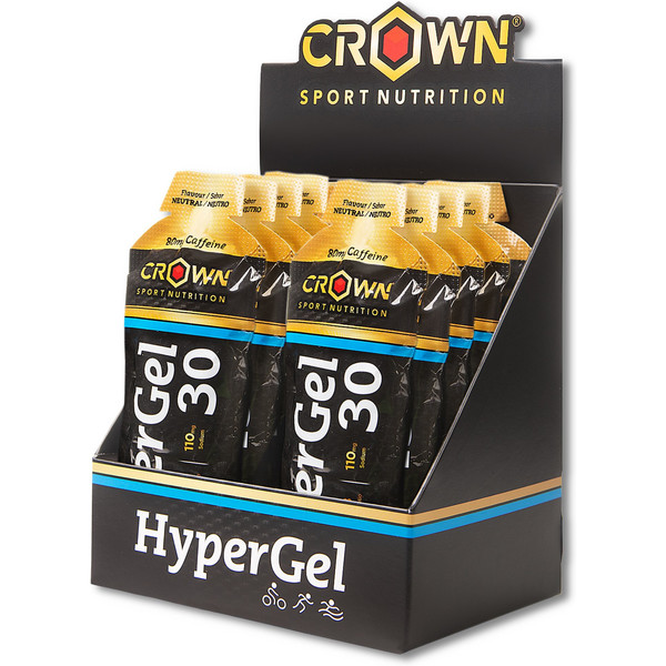 Crown Sport Nutrition HyperGel 30 Hydro / 10 Gels x 75 g - Energy Gel with 30g CHO in a 1:0.8 Ratio + Extra Sodium