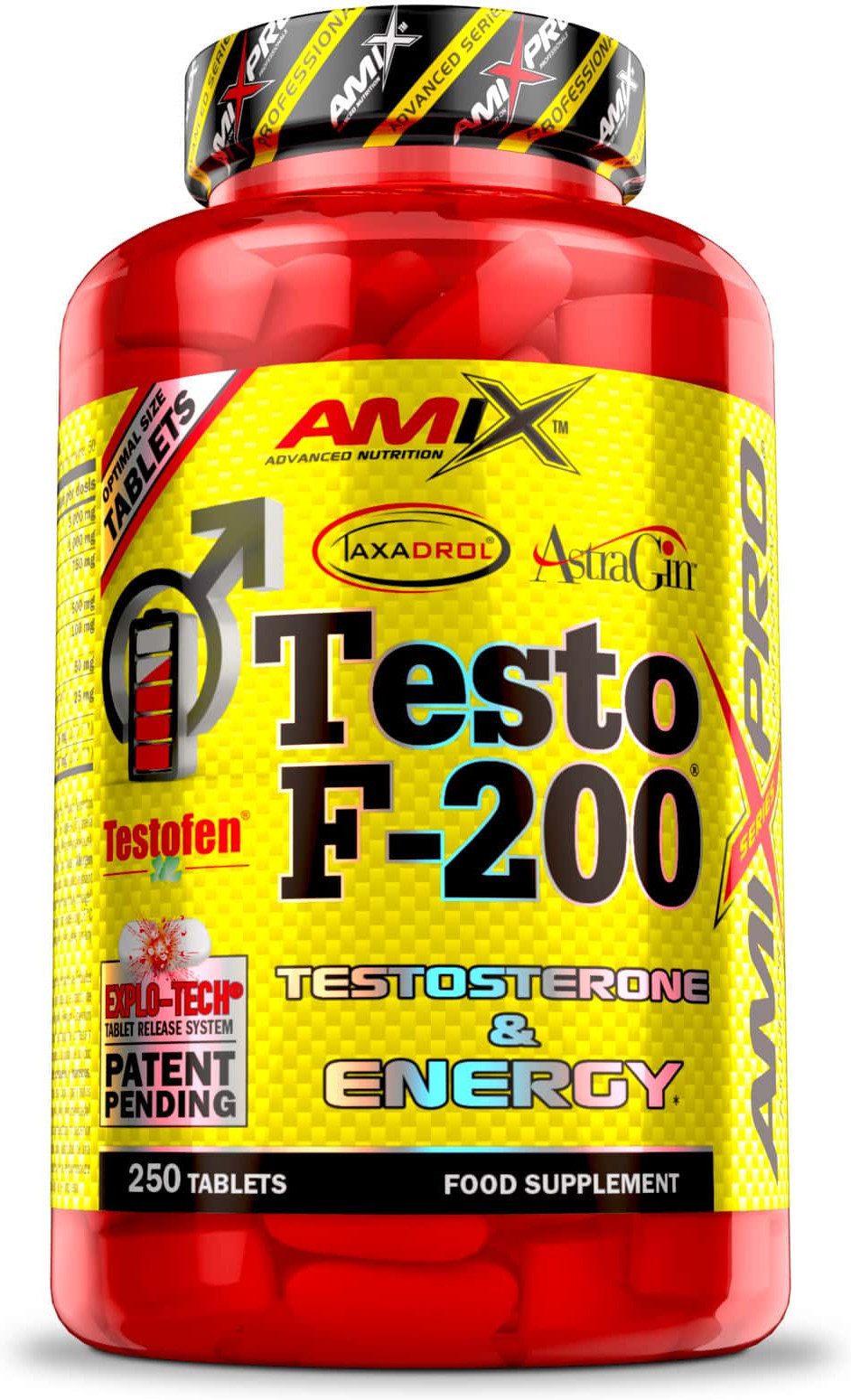 Amix Pro Testo F-200 250 Compresse - Aumenta Il Livello Di Testosterone, Fornisce Forza E Resistenza-image