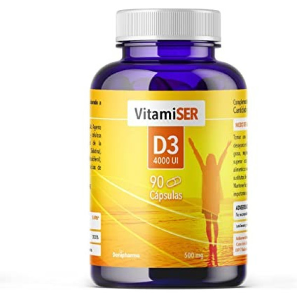 Denipharma Vitamina D3 4000 Ui - Vitamiser - 90 Cápsulas Para 3 Meses - Vitamina D Natural - Indicado Para Las Articulaciones Y