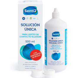 Senti2 solução única com ácido hialurônico + porta-lentes 500 ml unissex