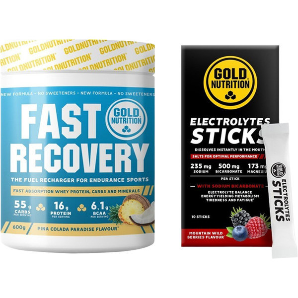 Pack REGALO GoldNutrition Fast Recovery 600 gr + Electrolytes 10 sticks x 3 gr - Recuperación