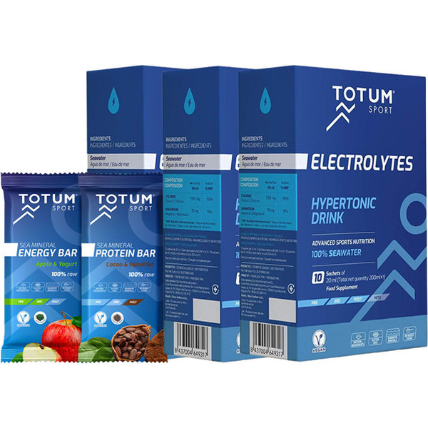 Pack REGALO Totum Sport Electrolytes / Electrolitos 30 Sobres x 20 ml + Barrita Energética + Barrita Proteica