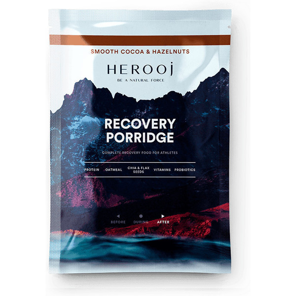 HEROOJ Recovery Porridge 40g  Sabor Cacao & Avellana - Mezcla Instantánea de Copos de Avena con Proteína en Polvo