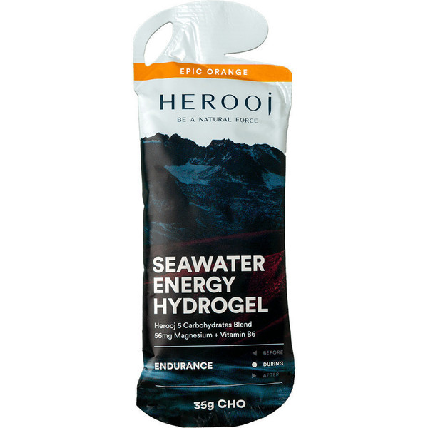 HEROOJ Seawater High Energy Naranja 60 Gr - Gel Energético con Agua de Mar - 35g de Carbohidratos