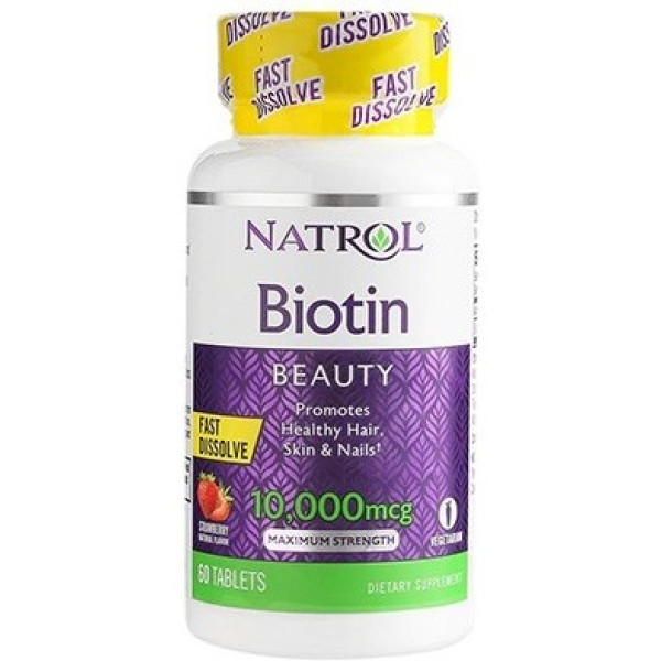 Natrol Biotine 10000 Mcg Dissolution Rapide 60 Tabs