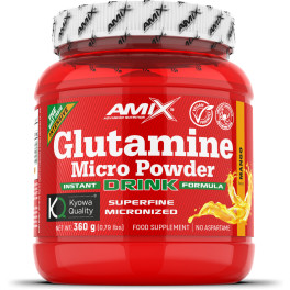 Amix Glutamine Micro Poudre Boisson 360 gr / Accélère la Récupération - Améliore les Performances Physiques / Idéal pour les Athlètes