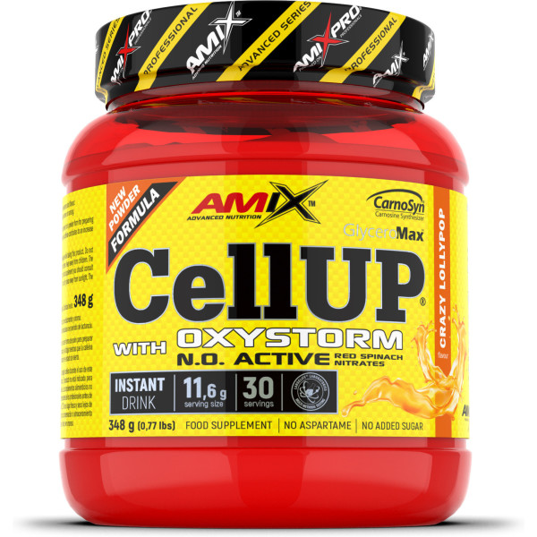 Poudre Amix CellUP Oxystorm 348 gr / Pré-entraînement / Aide à améliorer la résistance - Retarde la fatigue musculaire / Parfait pour les athlètes qui cherchent à améliorer leurs performances physiques