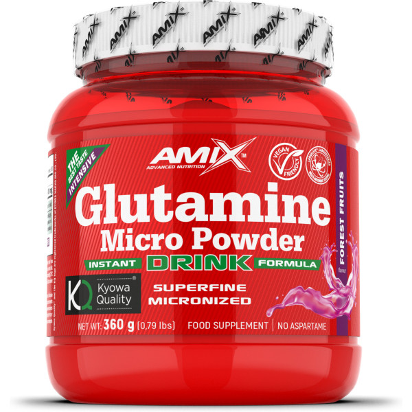 Amix Glutamine Micro Poudre Boisson 360 gr / Accélère la Récupération - Améliore les Performances Physiques / Idéal pour les Athlètes