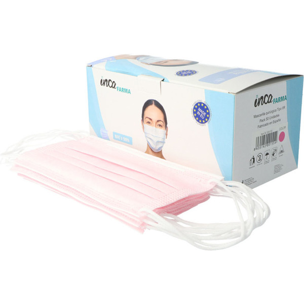 Inca Farma chirurgisch masker Iir volwassen gemaakt in Spanje roze 50 U Unisex