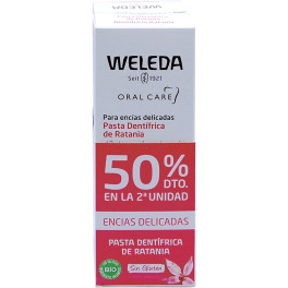 Weleda Cos creme dental para higiene bucal Ratânia promocional 2 x 75 ml unissex