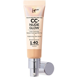 IT Cosmetics CC + Nude Glow Lightweight Foundation + Glow Suero SPF40 Fair Light