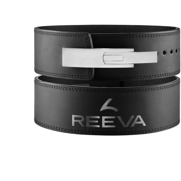 Reeva Cinturón De Levantamiento De Pesas Cuero Negro Con Hebilla De Acero Inoxidable