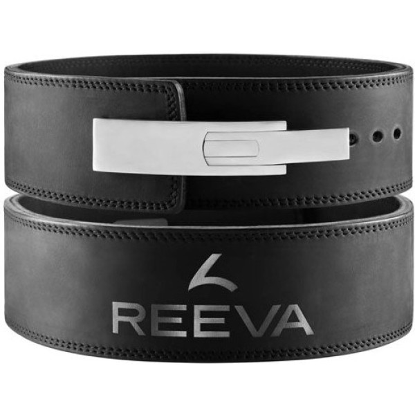Reeva Cinturón De Levantamiento De Pesas Cuero Nubik Con Hebilla De Acero Inoxidable (13 Mm) Negro