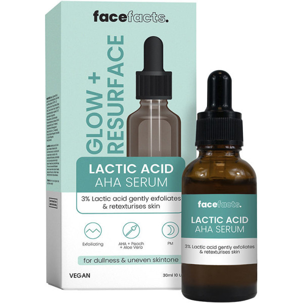 Datos de cara GLOW+ Resurgace ácido láctico AHA SERUM 30 ml Mujer