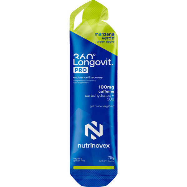 Nutrinovex Longovit 360 Gel Pro 1 Gel X 75 Gr - Gel Energetico Con 100 Mg Di Caffeina E 50 G Di Carboidrati - Perfetto Per