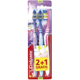 Escova de dentes Colgate Zig Zag média 3 U