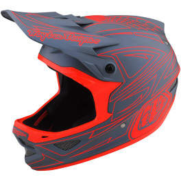 Troy Lee Designs D3 Fiberlite Helmet Spiderstripe Gray/red L - Casco Ciclismo