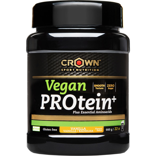 Crown Sport Nutrition Vegan Protein+ 660g, Pea Protein Isolate Fortified With Essential Amino Acids And Micronized For A Mild Texture And Taste, Allergen Free