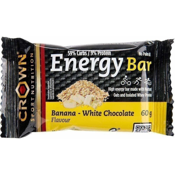 Crown Sport Nutrition Energy Bar, 1 x 60 g - Barrita Energética De Avena Sin Cobertura Y Un Extra De Proteína Aislada De Whey