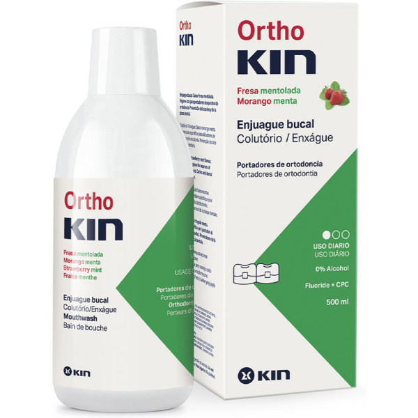 Kin Ortho Mondwater Aardbei Menthol 500 Ml Unisex