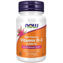 Now Vitamin D-3 2000 IU High Potency 120 Capsules