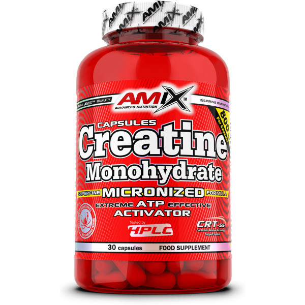 Amix Creatine Monohydrate 30 Capsules - Melhora o Desempenho Físico / Ideal Para Atletas
