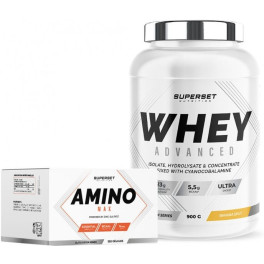 Superset Nutrition Pack Ganancia Muscular Pura Para Principiantes 100% Whey Proteine Advanced 900 Gr + Amino Max 252 Caps