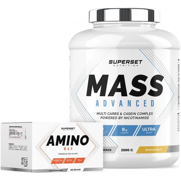 Superset Nutrition Pack Aumento De Peso Para Principiantes Mass Advanced 2.5 Kg + Amino Max 252 Caps