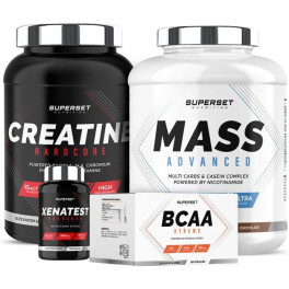 Superset Nutrition Pack Experto En Aumento De Peso Mass Advanced 2.5 Kg + Creatine Hardcore 1.5 Kg+ Bcaa Xtreme 252caps + Xenate