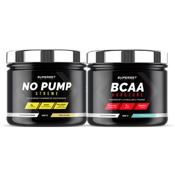 Superset Nutrition Pack Intensivo De Formación Bcaa Hardcore 360 Gr Tutti Frutti + No Pump Xtreme 420 Gr