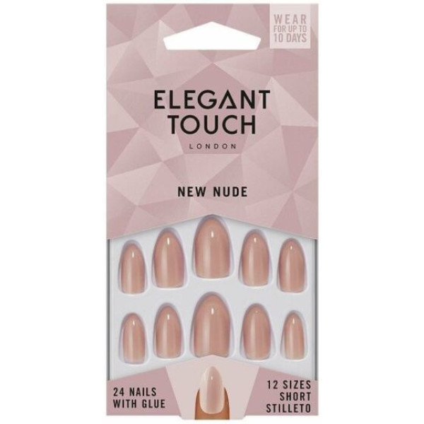 Elegant Touch Core Colour 24 Nails With Glue Short Stiletto Blush Suede Unisex