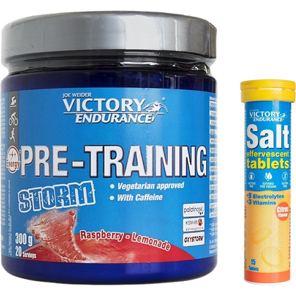 GIFT Pack Victory Endurance Pre-Training Storm 300g - With Caffeine + Effervescent Mineral Salts 1 Tube x 15 Tablets