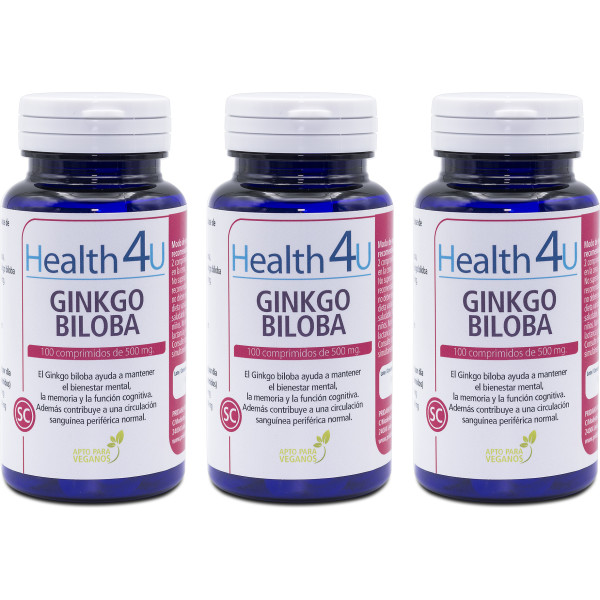 Health4u H4u Ginkgo Biloba 100 comprimidos 500 mg pacote 3