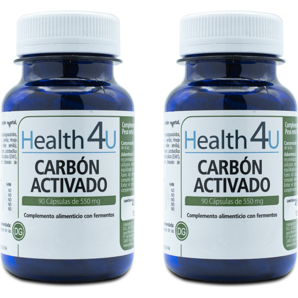 Health4u H4u Carbón Activado 90 Cápsulas De 550 Mg Pack 2