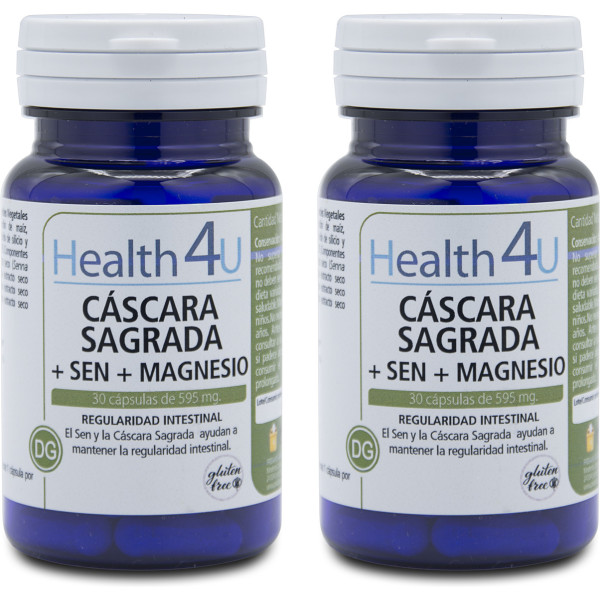 Health4u H4u Laxnatur Cascara Sagrada + Sen + Magnesium 30 Capsules Van 595 Mg Pack 2