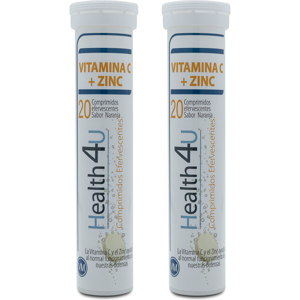 Health4u H4u Vitamin C + Zink, Vitamine und Mineralien, 20 Brausetabletten, Packung 2