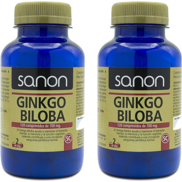 Sanon Ginkgo Biloba 120 Comprimés 700 Mg Pack 2