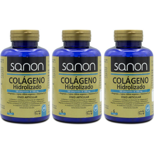 Colágeno hidrolisado Sanon 180 comprimidos de 1000 mg Pacote 3