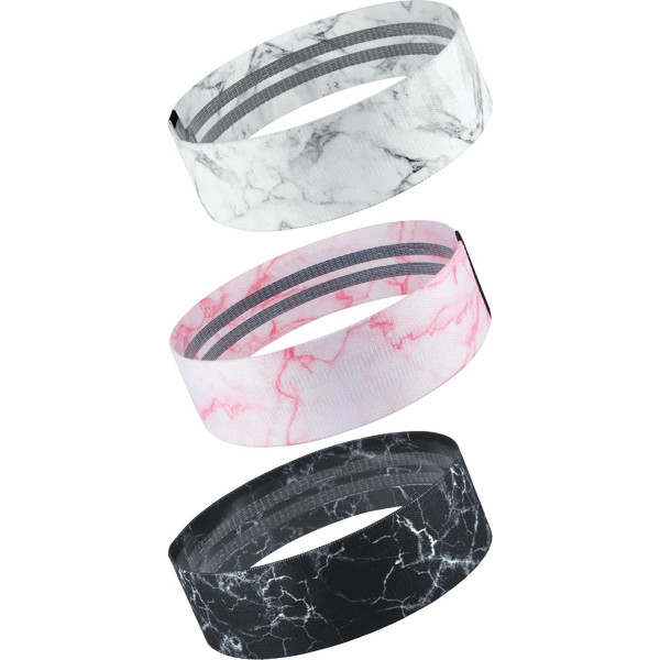 Bottomms Set di 3 bande di resistenza per glutei da palestra con design in marmo.