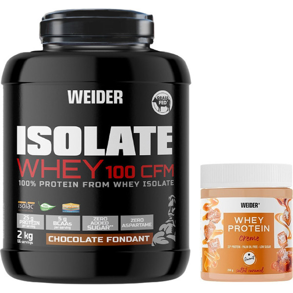 Pack REGALO Weider Isolate Whey 100 CFM 2 Kg + Whey Protein Creme Salted Caramel 250 Gr
