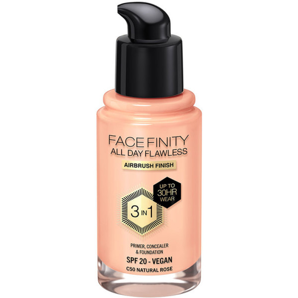 Max Factor FaceFinity All Day Flawless Fondotinta 3 in 1 C50 Natural Rose 30 ml Donna