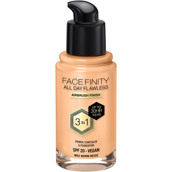 Max Factor FaceFinity All Day Flawless 3 in 1 Foundation W62 Calm Beige 30 ml DAMES