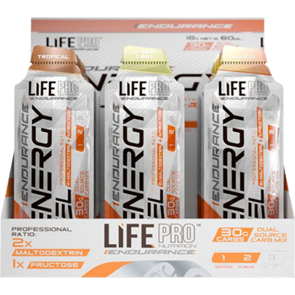 Life Pro Nutrition Endurance Energy Gel - 18 x 60 ml / Energy Gel / Caffeine Free