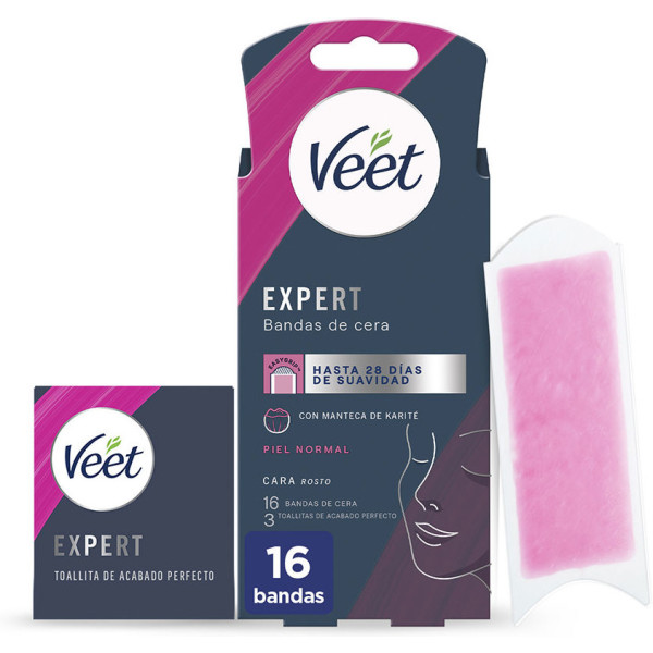 Veet Facial Depilatory Wax Strips Normale Haut 16 U Damen